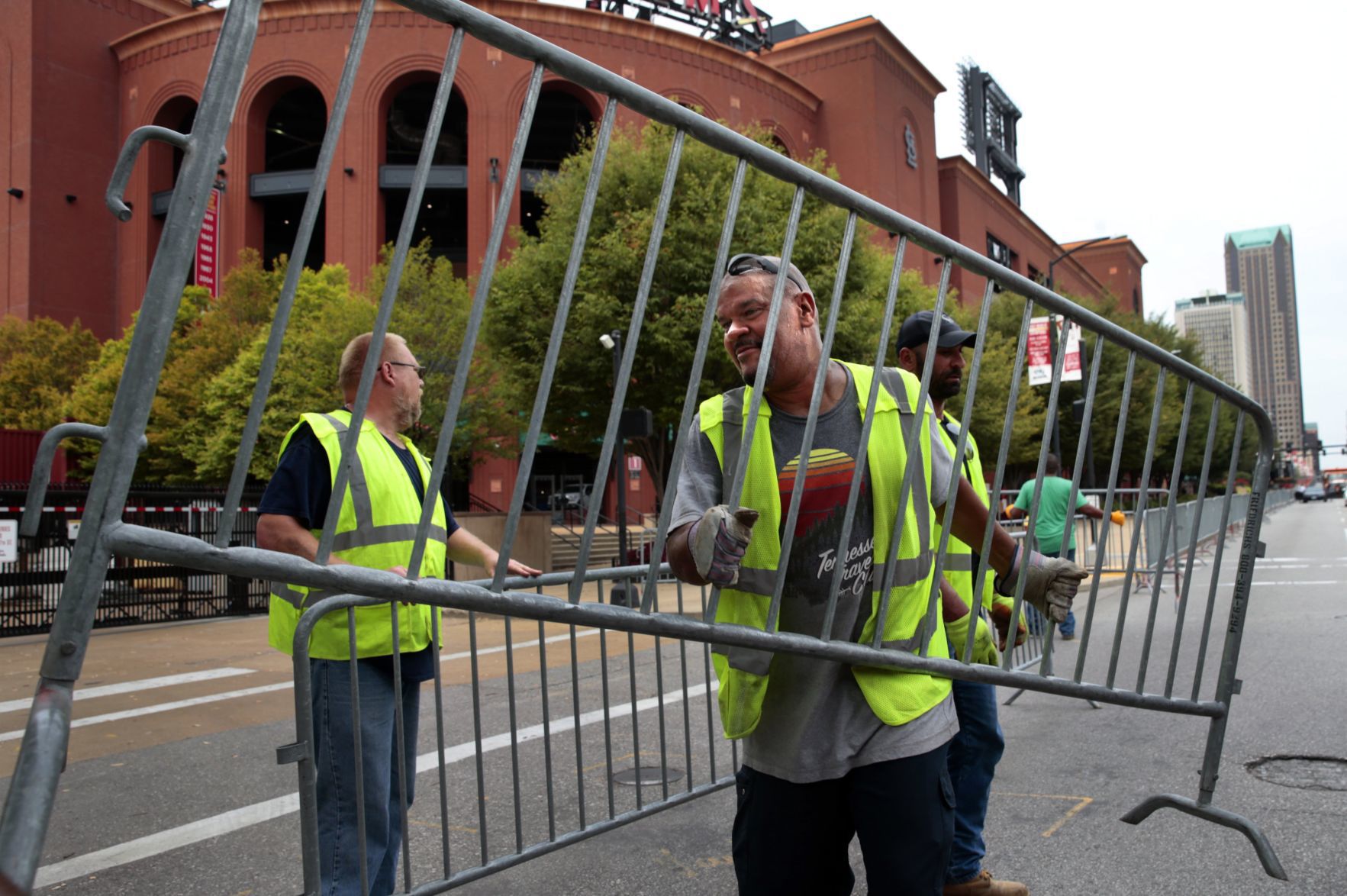 Busch Stadium barricaded in advance of Billy Joel concert